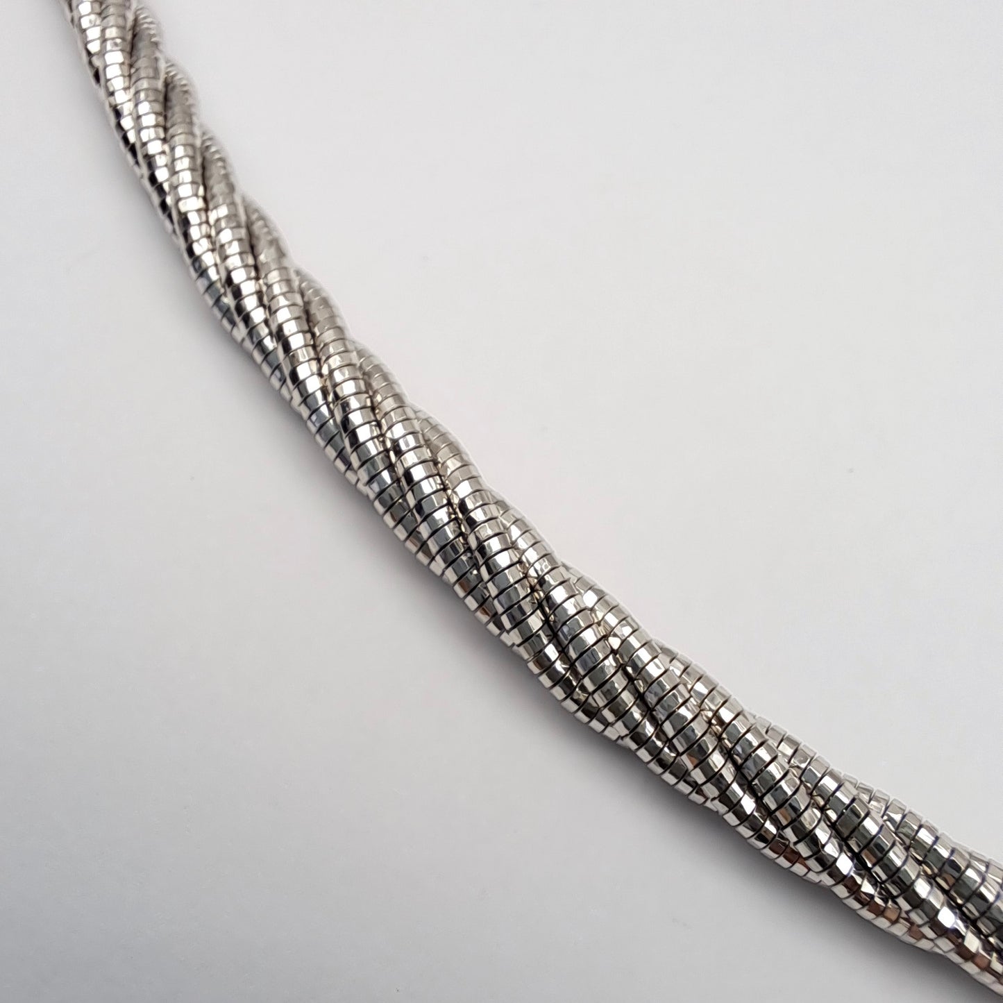 Chunky Sterling Silver Twisted Omega Chain Necklace, 24g,  3.6mm, 18" Hallmarked