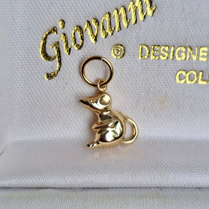 Small Vintage 9ct Gold Sitting Mouse Charm