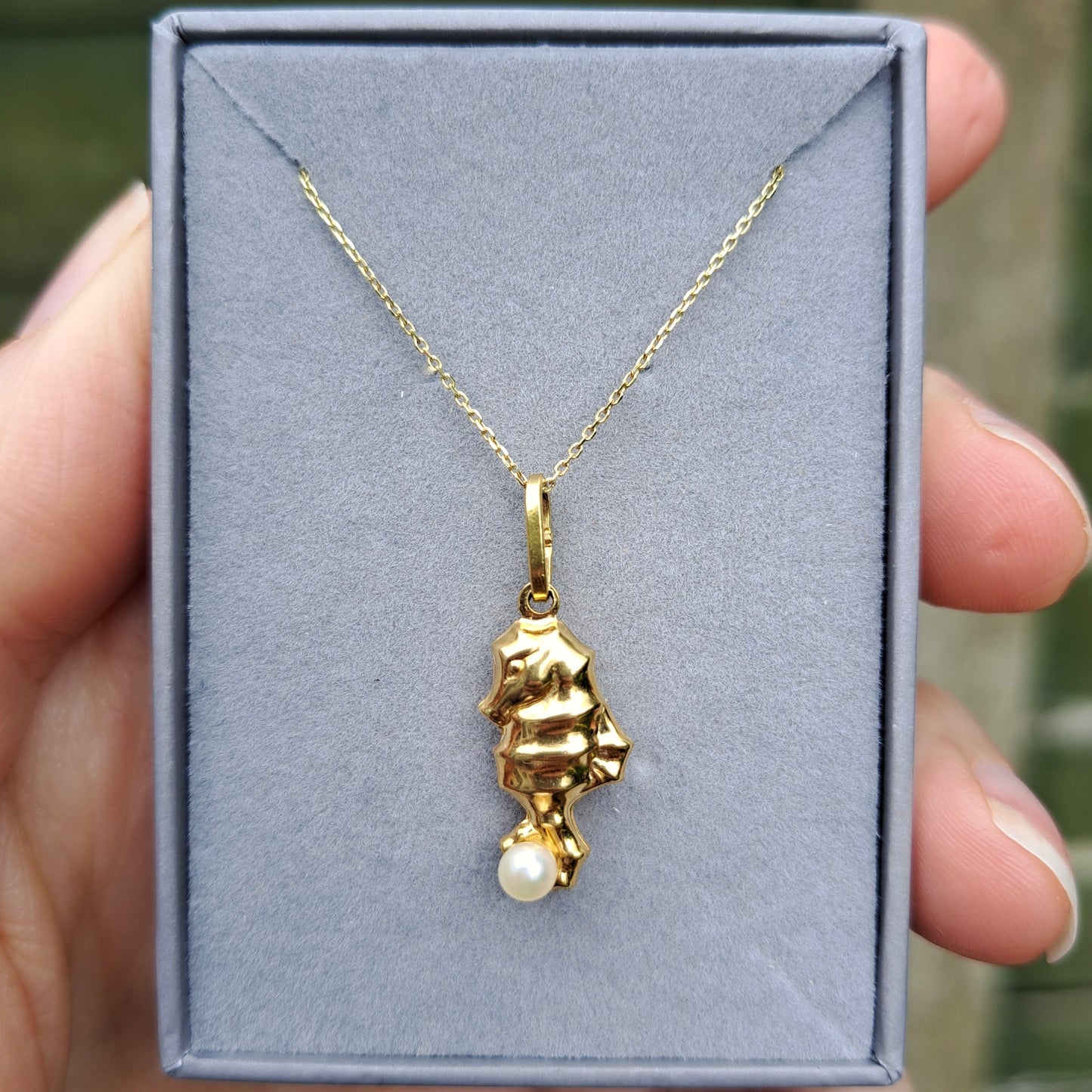 9ct Gold Seahorse Charm with Pearl