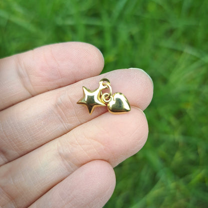 Vintage 9ct Gold Mini Star and Heart Double Charm