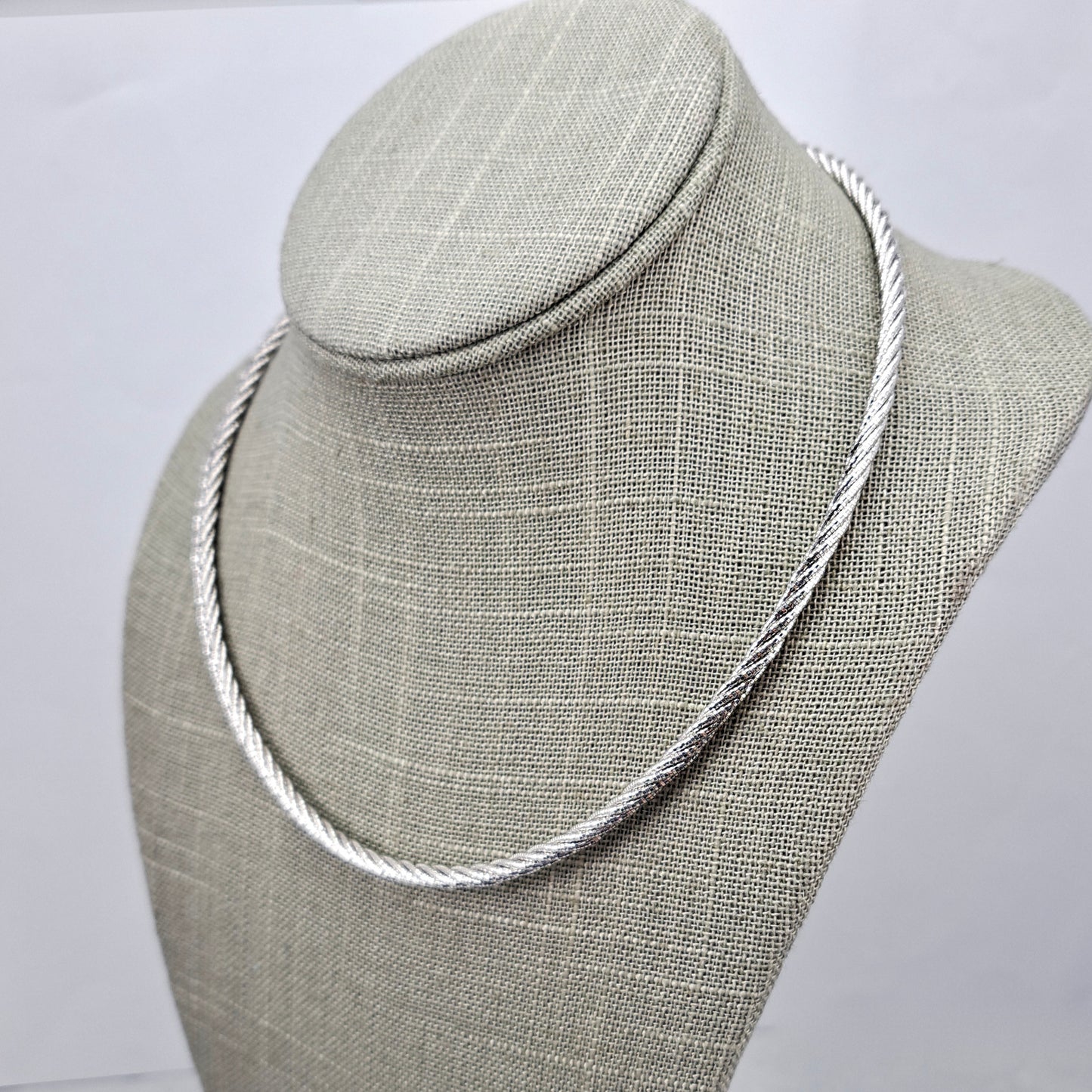 Chunky Sterling Silver Twisted Omega Chain Necklace, 24g,  3.6mm, 18" Hallmarked