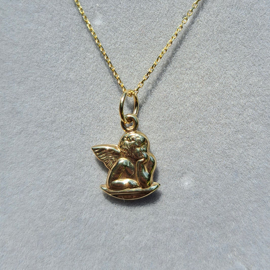 9ct Gold Cherub Charm / Small Pendant