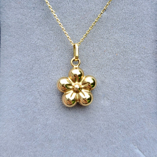 9ct Gold Puffy Flower Charm / Pendant