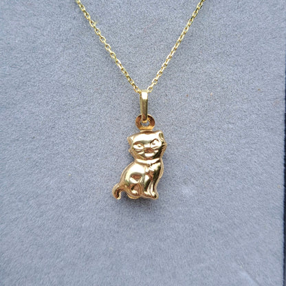 Mini 9ct Gold Cat Charm / Pendant