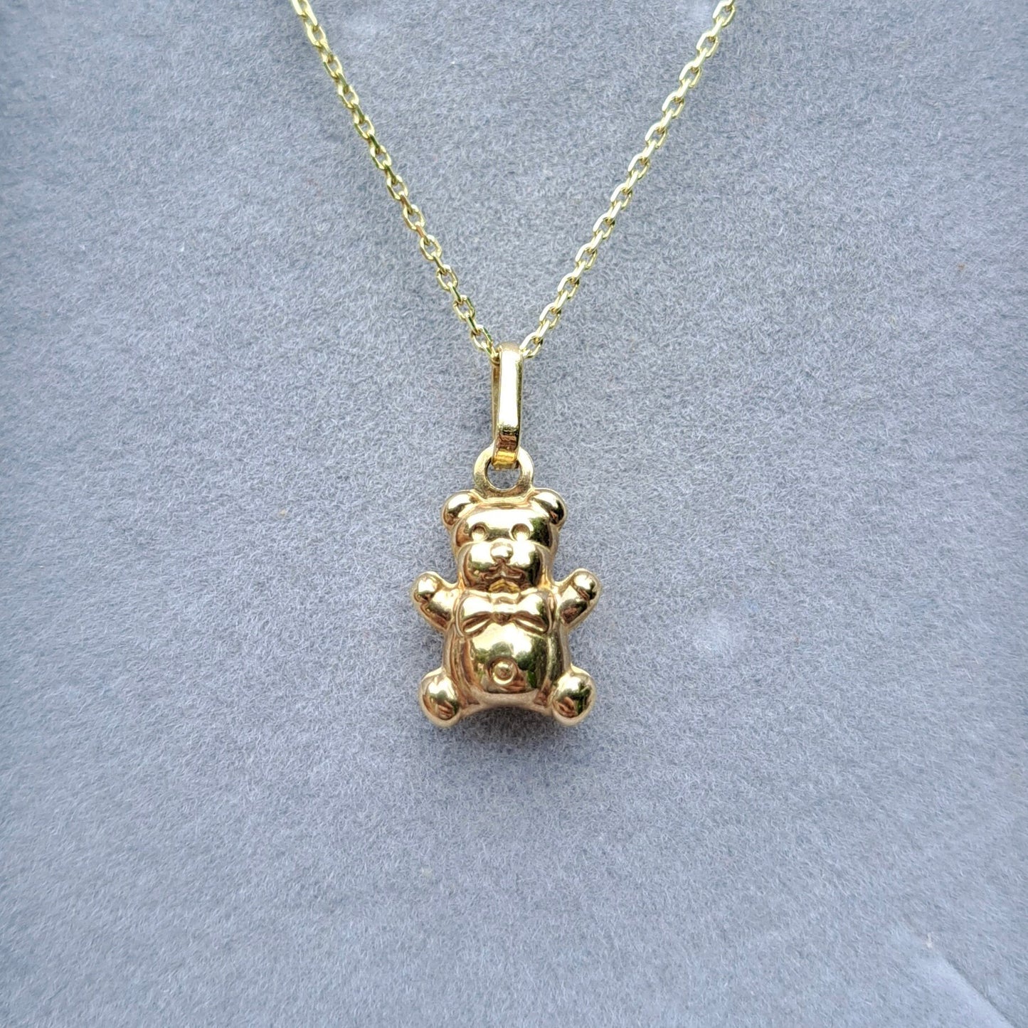 Mini 9ct Gold Puffy Teddy Bear Charm / Pendant