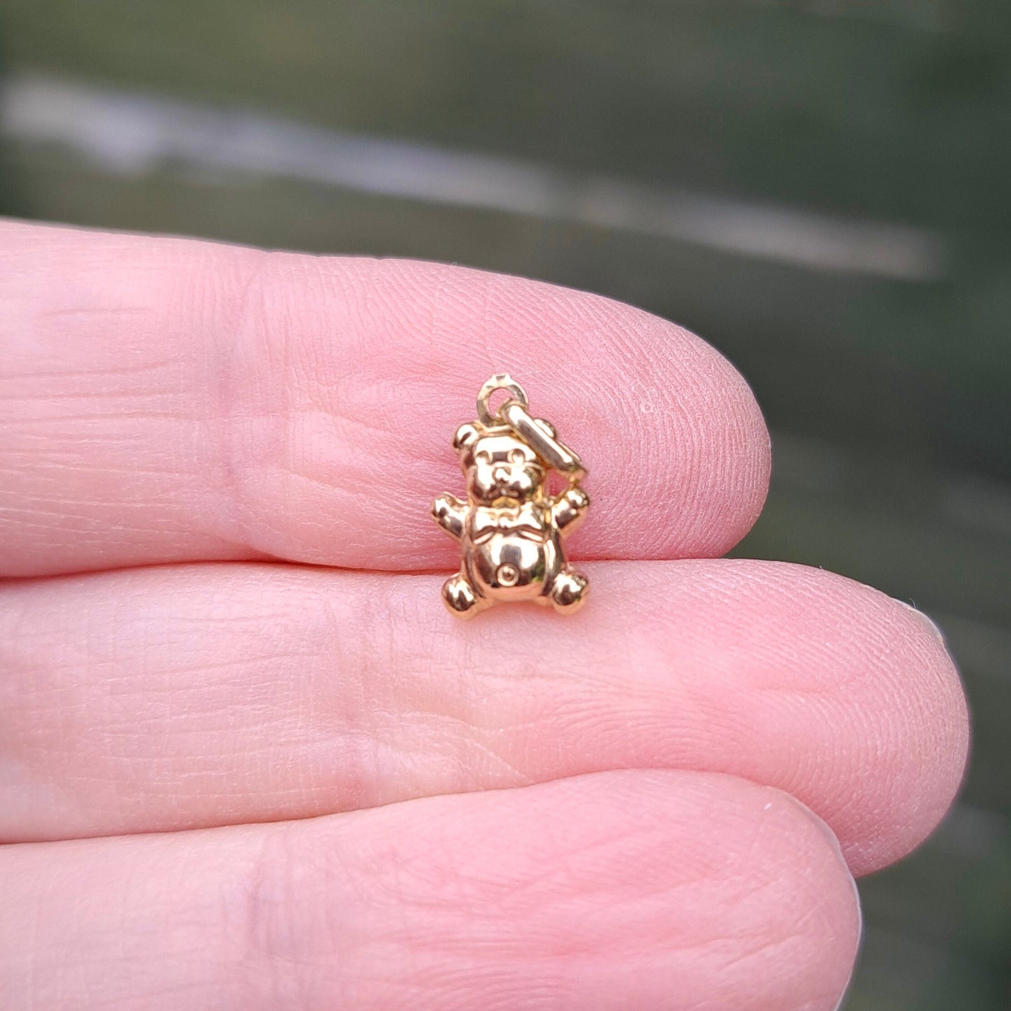 Mini 9ct Gold Puffy Teddy Bear Charm / Pendant