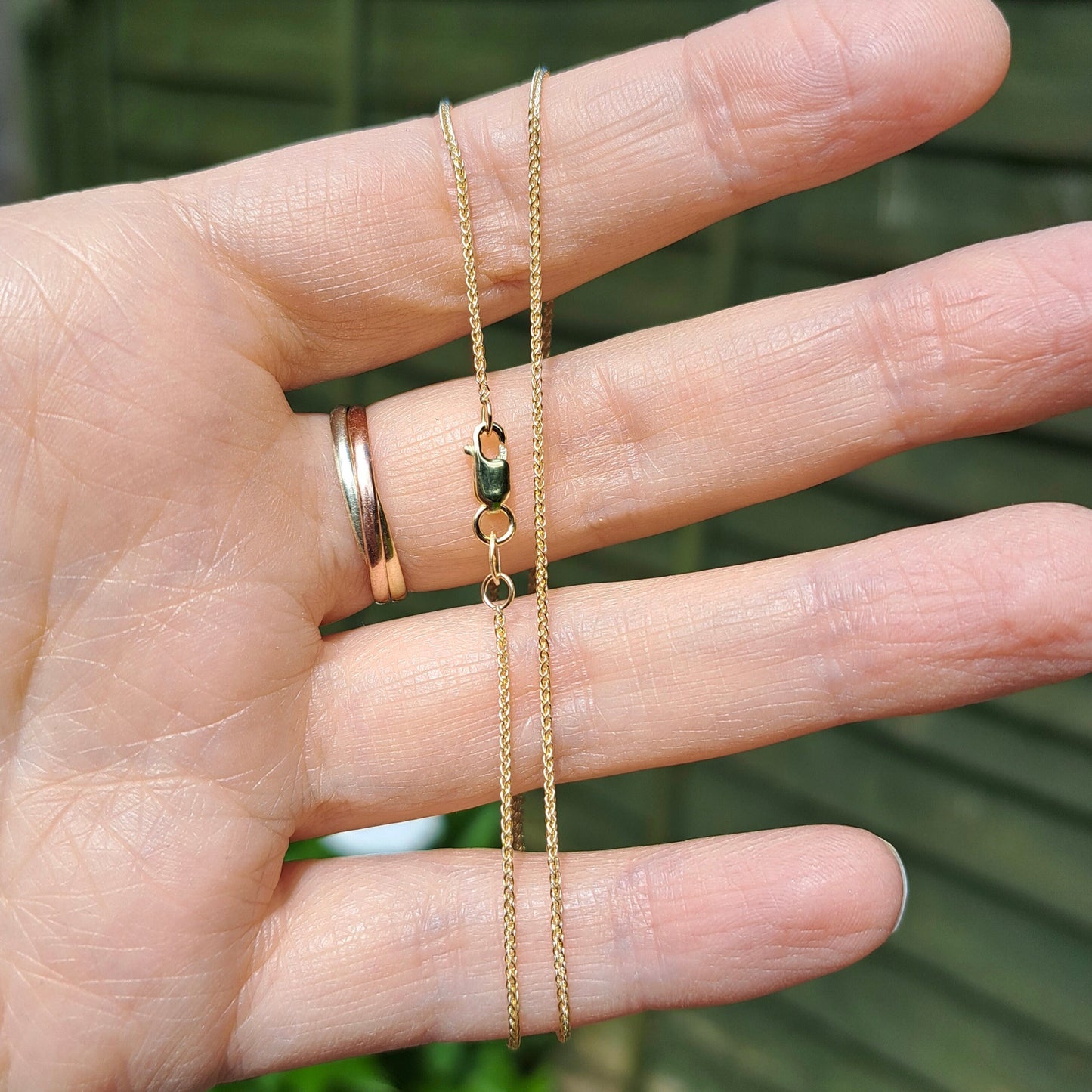 Solid 9ct Gold Spiga / Wheat Chain Necklace, 1mm