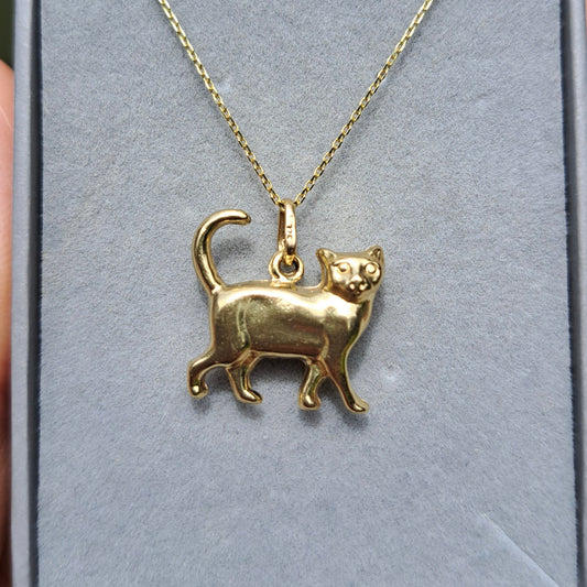 9ct Gold Cat Charm / Pendant