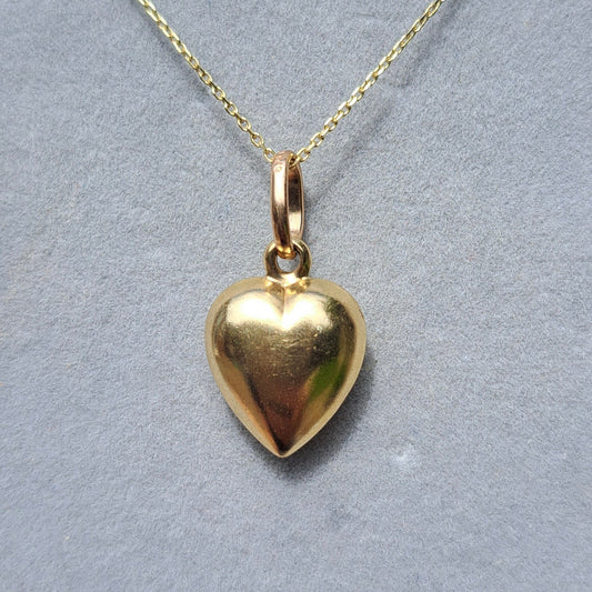 9ct Gold Plain Puffy Heart Charm / Pendant