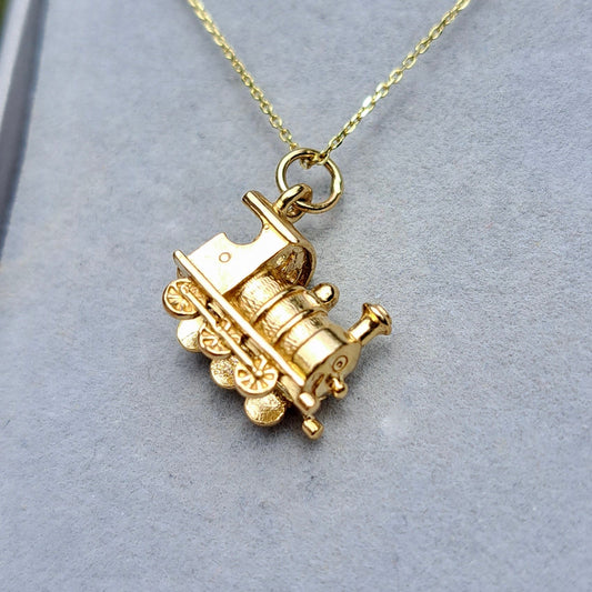Solid 9ct Gold Smiling Steam Train Charm