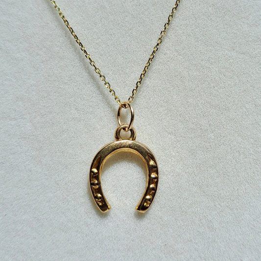 Small Vintage 9ct Gold Horseshoe Charm, 1957