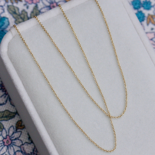 Solid 9ct Yellow Gold Cable Chain Necklace, 1mm