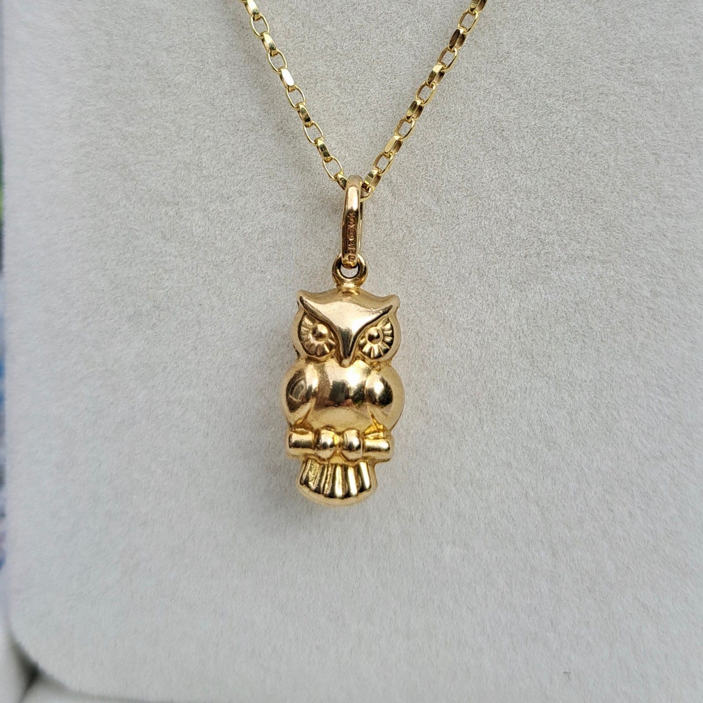 Vintage 9ct Gold Puffy Owl Charm / Pendant, 1990s