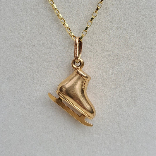 Vintage 9ct Gold Ice Skate Charm, 1995