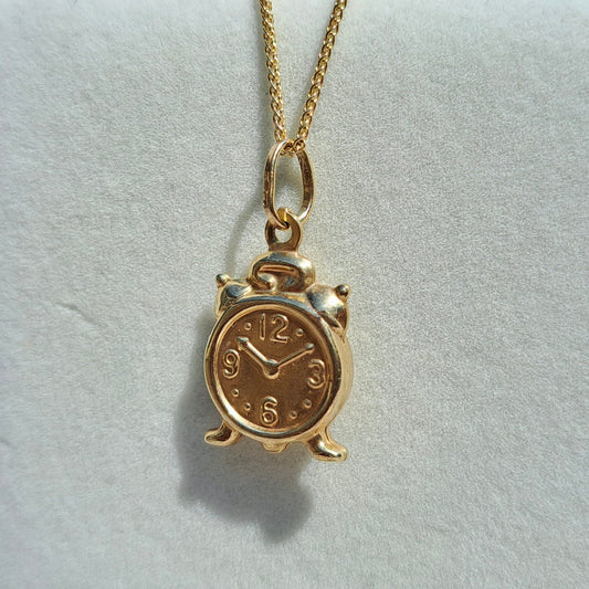 9ct Gold Alarm Clock Charm / Pendant