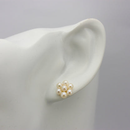 9ct Gold Freshwater Pearl Flower Stud Earrings