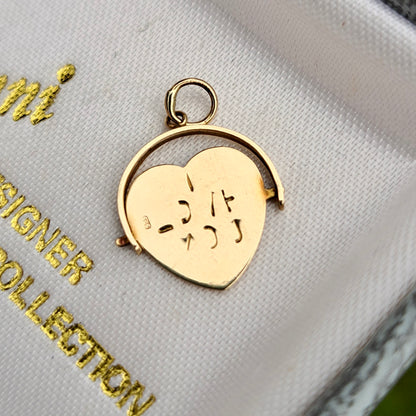 Vintage 9ct Gold "I LOVE YOU" Heart Spinner Charm, 1984