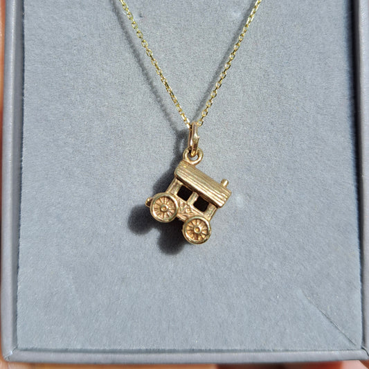 9ct Gold Mini Gypsy Caravan Charm / Pendant