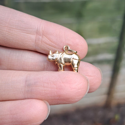 9ct Gold Puffy Rhino Charm