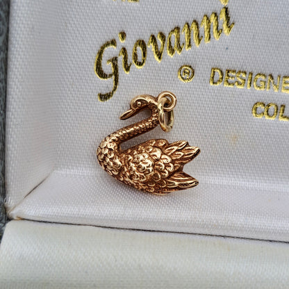 Vintage 9ct Gold Swan Charm, 1963