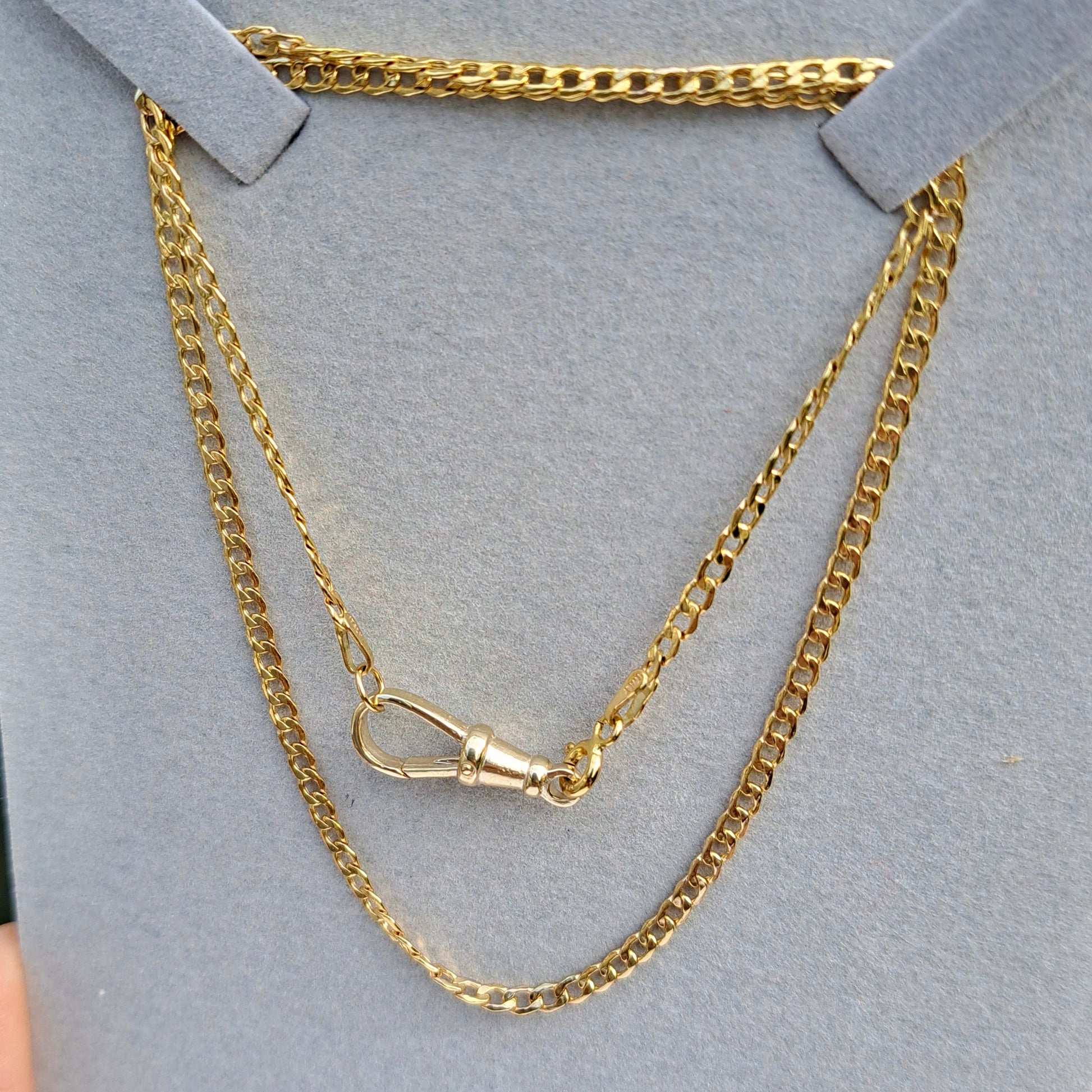 solid 9ct yellow gold albert chain clasp