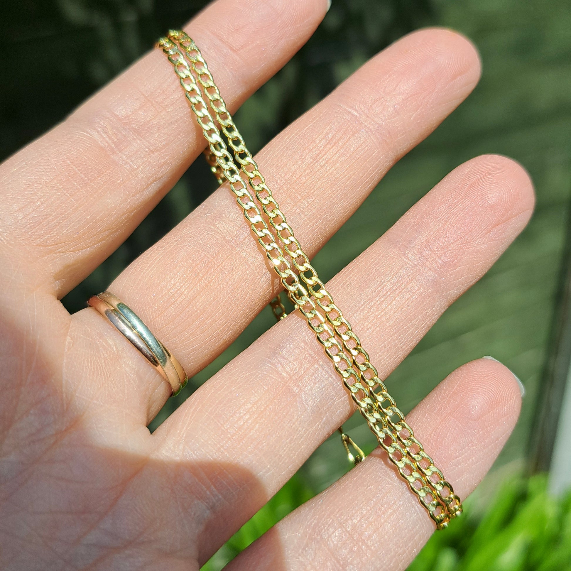 solid 9ct gold flat curb chain necklace