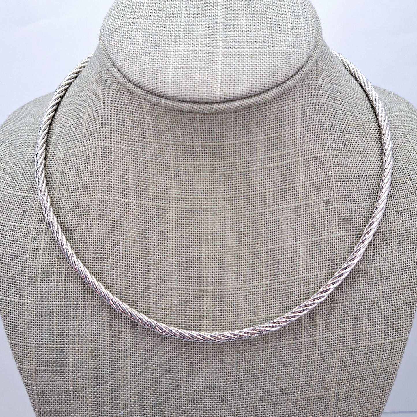 Chunky Sterling Silver Twisted Omega Chain Necklace, 24g,  3.6mm, 18" Hallmarked