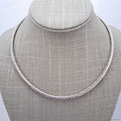 Chunky Sterling Silver Twisted Omega Chain Necklace, 24g,  3.6mm, 18" Hallmarked