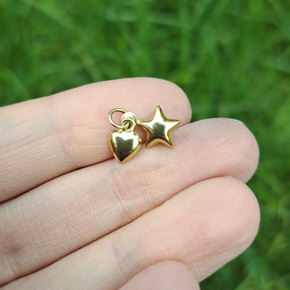 Vintage 9ct Gold Mini Star and Heart Double Charm