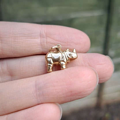 9ct Gold Puffy Rhino Charm