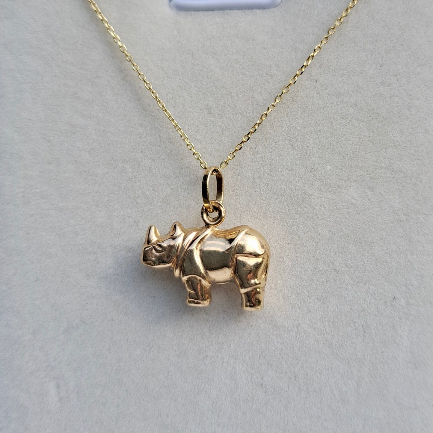 9ct Gold Puffy Rhino Charm