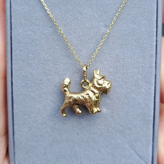 9ct Gold Scottie Dog Charm / Pendant