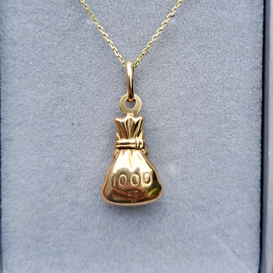 9ct Yellow Gold $1000 Money Bag Charm, Unoaerre