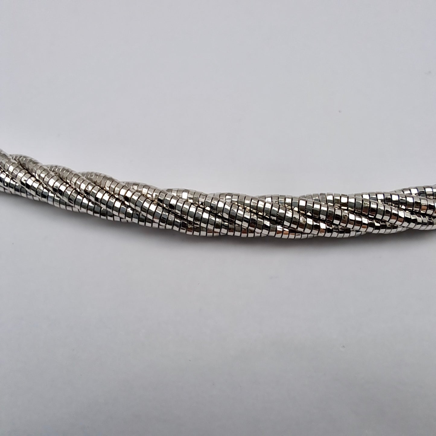 Chunky Sterling Silver Twisted Omega Chain Necklace, 24g,  3.6mm, 18" Hallmarked