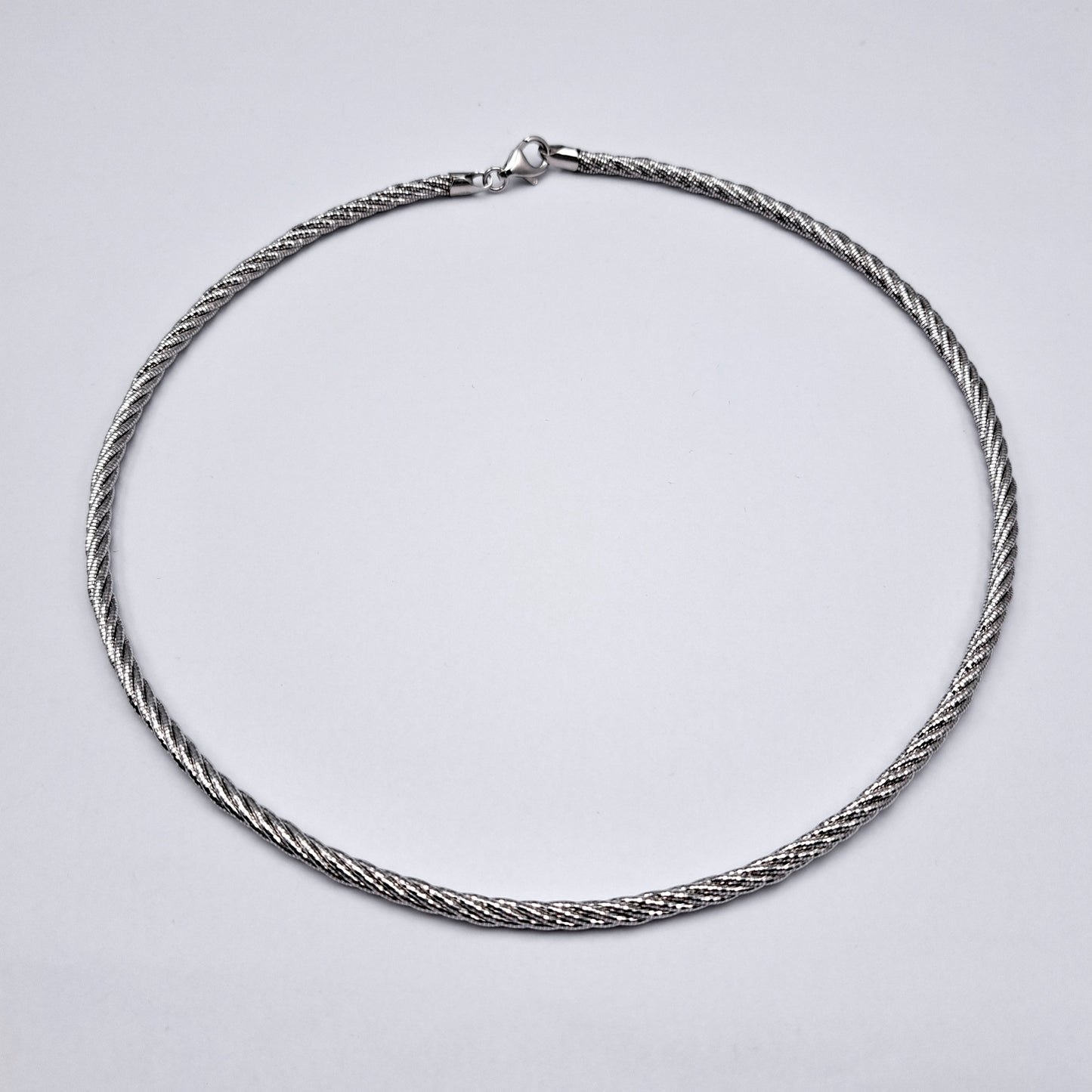 Chunky Sterling Silver Twisted Omega Chain Necklace, 24g,  3.6mm, 18" Hallmarked