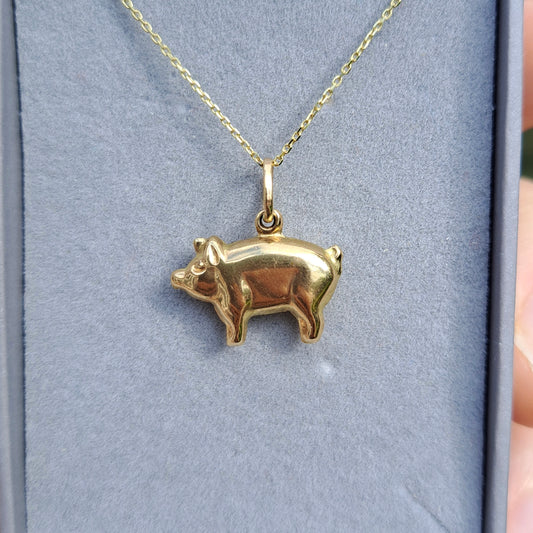 9ct Gold Lucky Pig Charm / Pendant