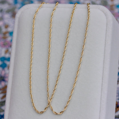 Solid 9ct Yellow Gold Rope Chain Necklace, 1.2mm