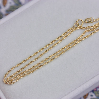 Solid 9ct Yellow Gold Rope Chain Necklace, 1.2mm